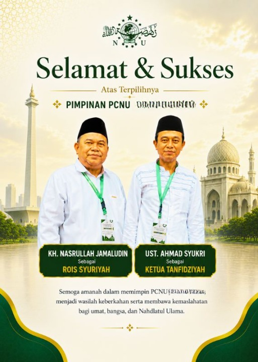 PCNU  Pengurus Cabang Kabupaten Pekalongan Rois Syuriyah KH Nasrullah Jamaludin dan Ketua Tanfidziyah Ust Ahmad Syukri